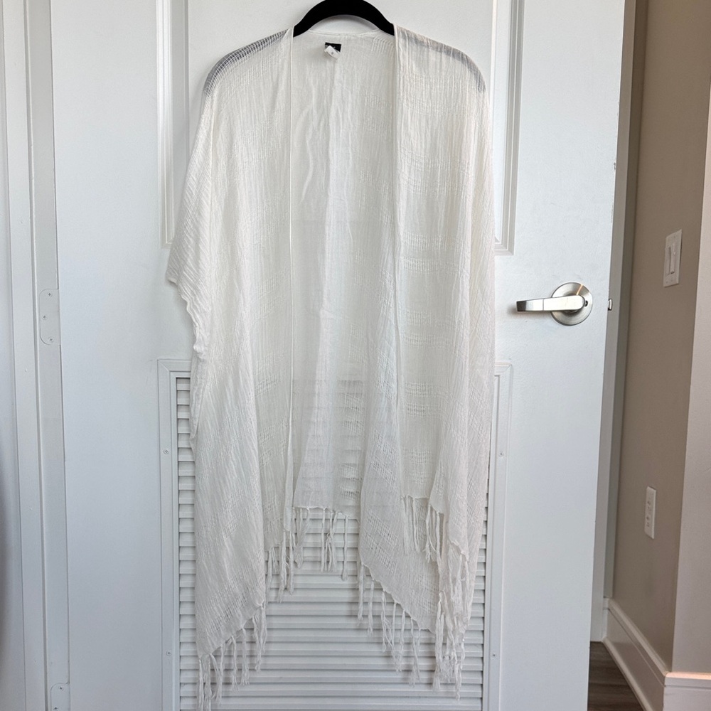 Echo White Fringe Swim Coverup